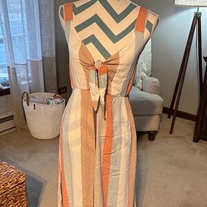 Elegant Sleeveless Striped Maxi Dress